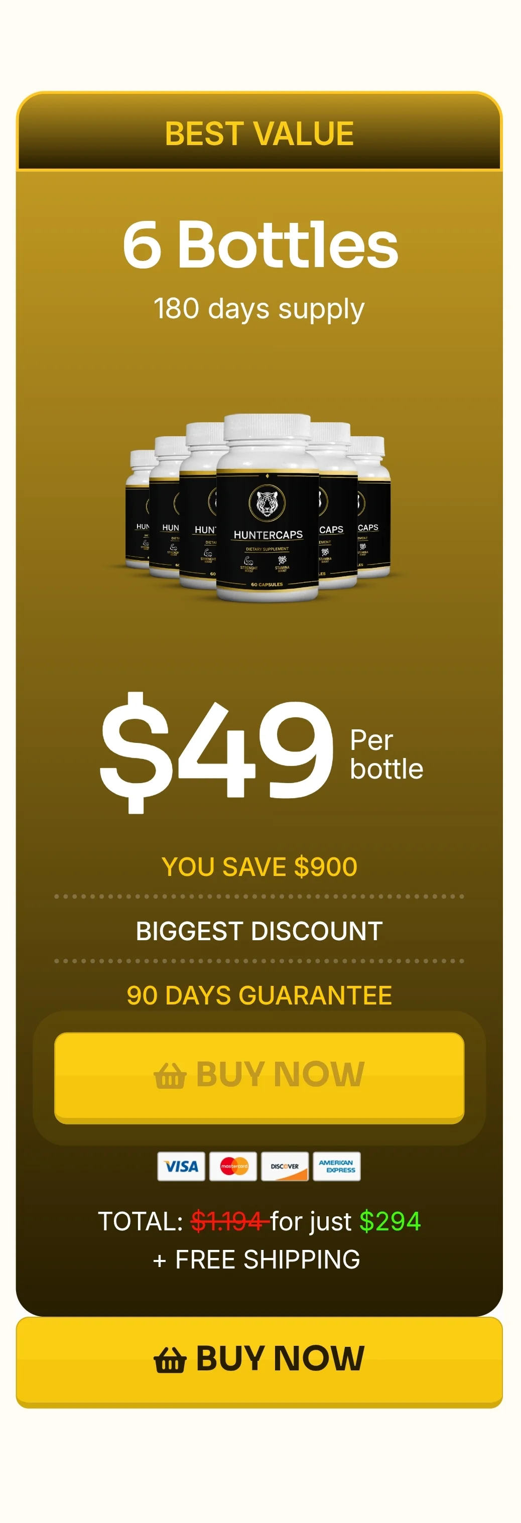 Hunter Caps™ 6 bottles pricing